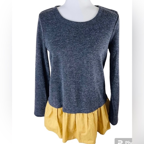 THML Gray and Yellow Ruffle Tiered Back Sweater Size S - Picture 2 of 14